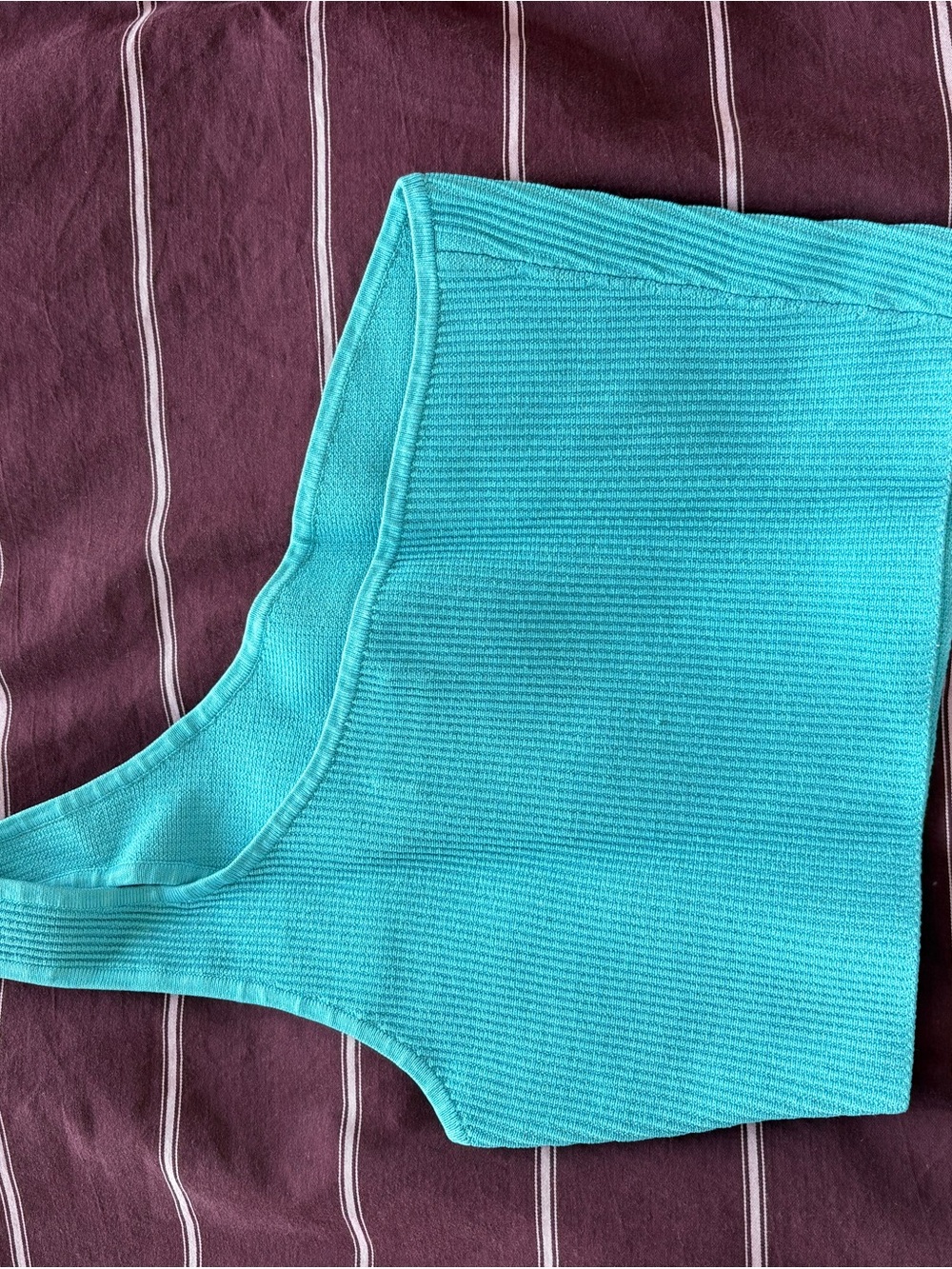 Ribbed Tank Crop Top in Bright Aqua